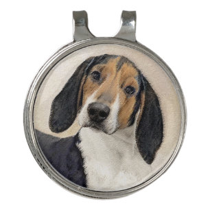Treeing Walker Coonhound Painting - Original Art Golf Hat Clip