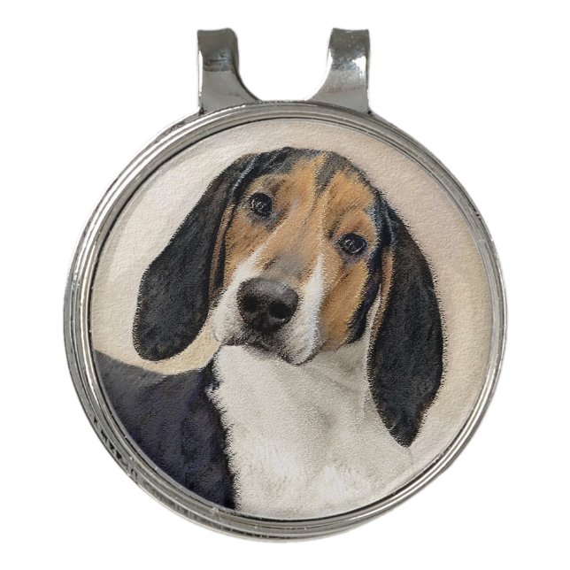 Treeing Walker Coonhound Painting - Original Art Golf Hat Clip (Front)