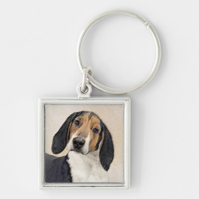 Treeing Walker Coonhound Painting - Original Art Keychain (Front)