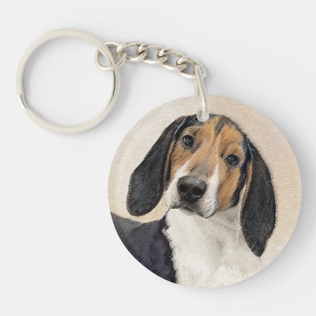 Treeing Walker Coonhound Painting - Original Art Keychain (Front)