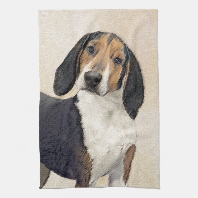 Treeing Walker Coonhound Painting - Original Art Kitchen Towel (Vertical)