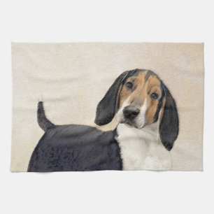 Treeing Walker Coonhound Painting - Original Art Kitchen Towel