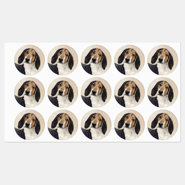 Treeing Walker Coonhound Painting - Original Art Labels (Sheet)