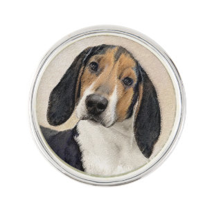Treeing Walker Coonhound Painting - Original Art Lapel Pin