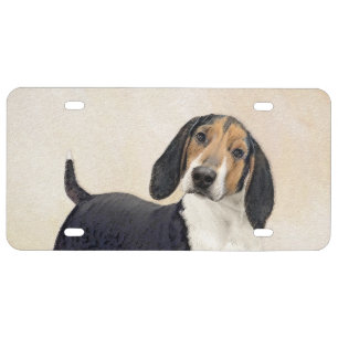 Treeing Walker Coonhound Painting - Original Art License Plate