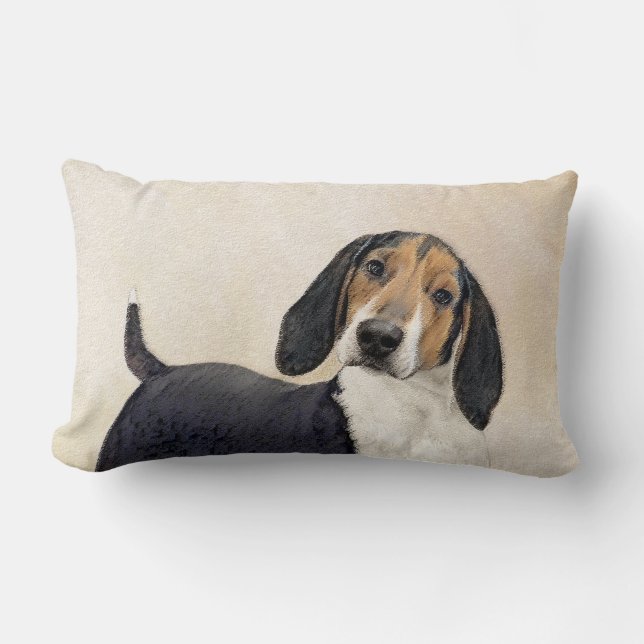 Treeing Walker Coonhound Painting - Original Art Lumbar Pillow (Front)