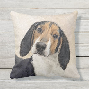 Treeing Walker Coonhound Painting - Original Art Outdoor Pillow