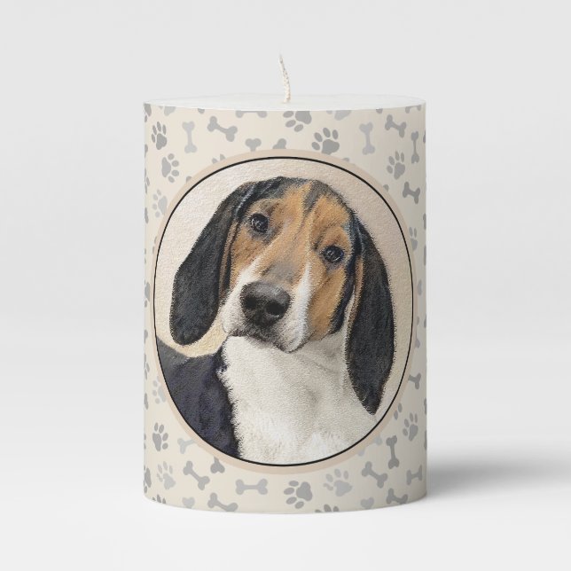Treeing Walker Coonhound Painting - Original Art Pillar Candle (Front)
