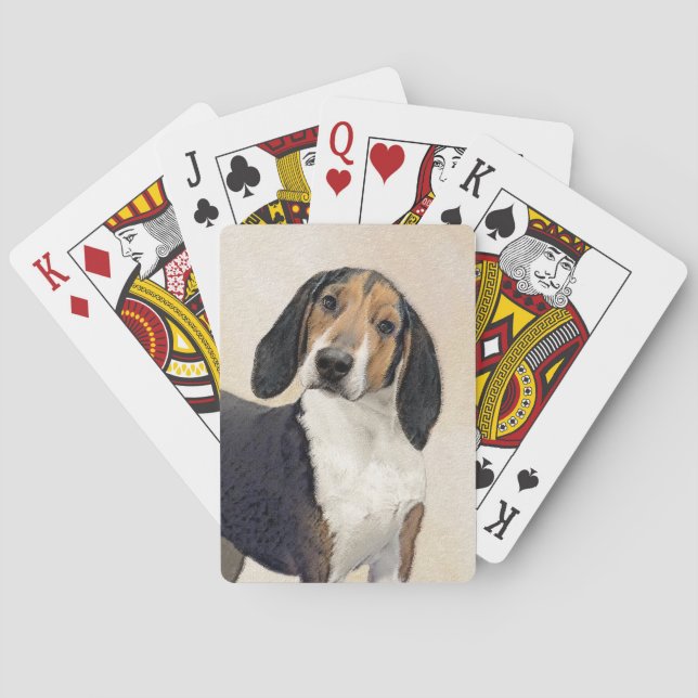 Treeing Walker Coonhound Painting - Original Art Poker Cards (Back)
