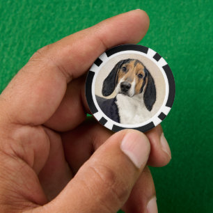 Treeing Walker Coonhound Painting - Original Art Poker Chips
