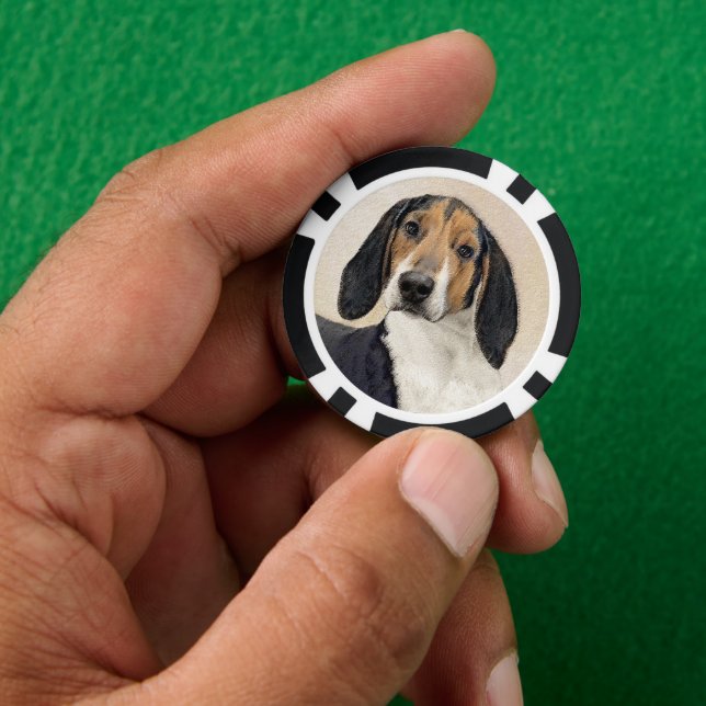 Treeing Walker Coonhound Painting - Original Art Poker Chips (Hand)