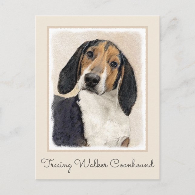 Treeing Walker Coonhound Painting - Original Art Postcard (Front)