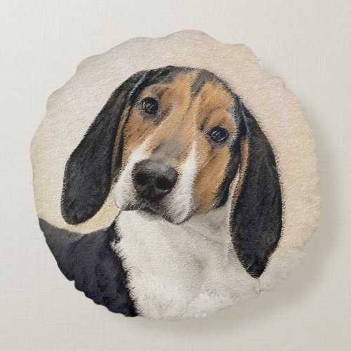 Treeing Walker Coonhound Painting _ Original Art Round Pillow