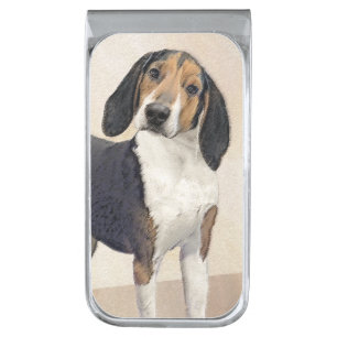 Treeing Walker Coonhound Painting - Original Art Silver Finish Money Clip