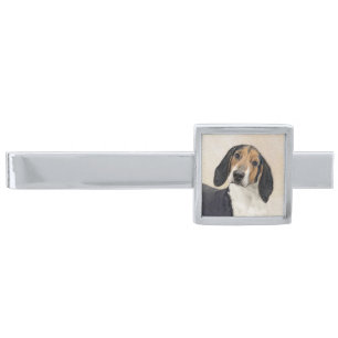 Treeing Walker Coonhound Painting - Original Art Silver Finish Tie Bar