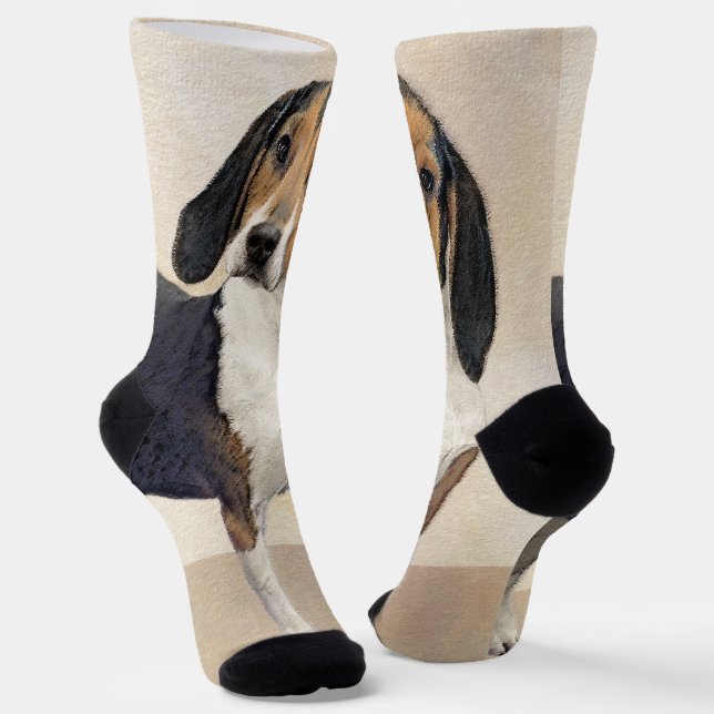 Treeing Walker Coonhound Painting - Original Art Socks (Angled)
