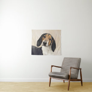 Treeing Walker Coonhound Painting - Original Art Tapestry