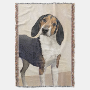 Treeing Walker Coonhound Painting - Original Art Throw Blanket