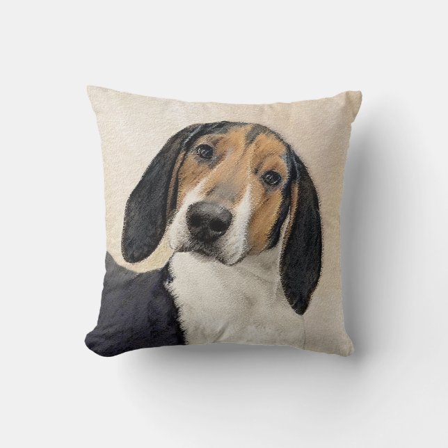 Treeing Walker Coonhound Painting - Original Art Throw Pillow (Front)
