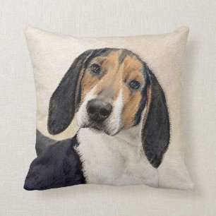 Treeing Walker Coonhound Painting - Original Art Throw Pillow