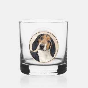Treeing Walker Coonhound Painting - Original Art Whiskey Glass