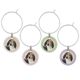 Treeing Walker Coonhound Painting - Original Art Wine Charm