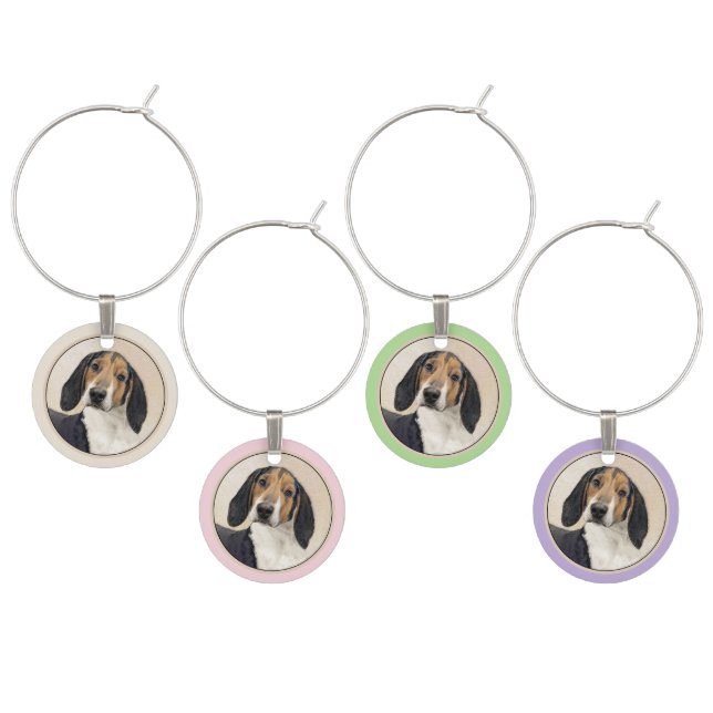 Treeing Walker Coonhound Painting - Original Art Wine Charm (Staggered)