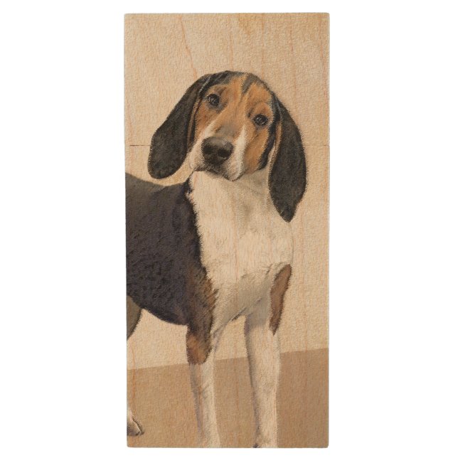 Treeing Walker Coonhound Painting - Original Art Wood Flash Drive (Front Vertical)
