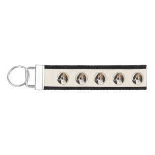 Treeing Walker Coonhound Painting - Original Art Wrist Keychain