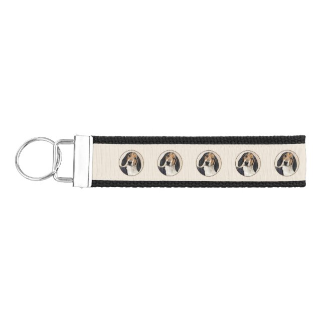 Treeing Walker Coonhound Painting - Original Art Wrist Keychain (Keys on Left)