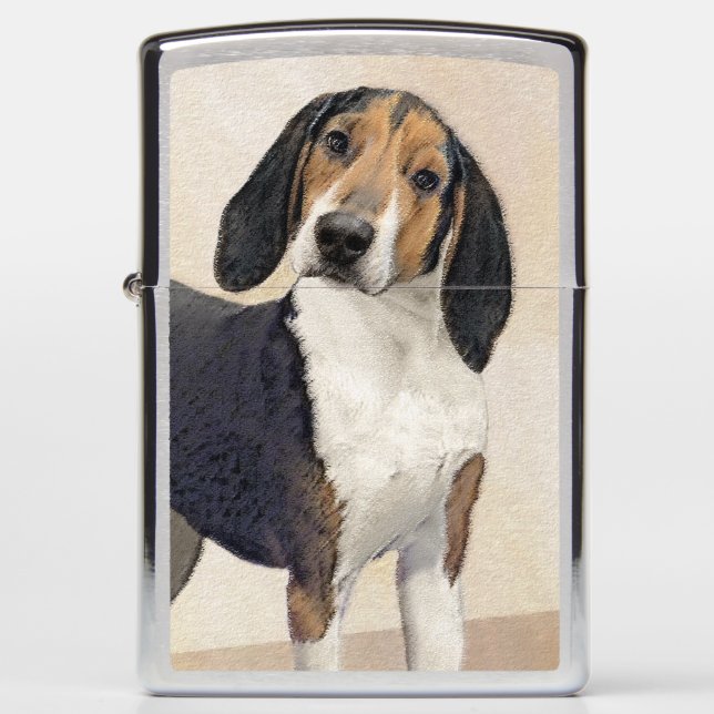 Treeing Walker Coonhound Painting - Original Art Zippo Lighter (Front)