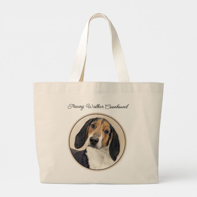 Treeing Walker Coonhound Painting Original Dog Art Large Tote Bag (Back)