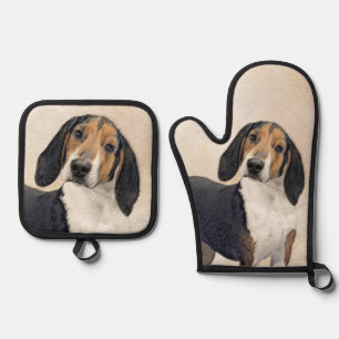 Treeing Walker Coonhound Painting Original Dog Art Oven Mitt & Pot Holder Set