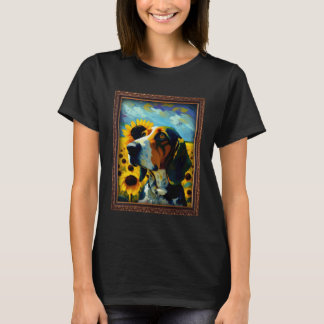 Treeing Walker Coonhound Painting Sunflower Flower T-Shirt