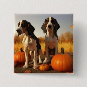 Treeing Walker Coonhound Puppy Autumn Pumpkin Button