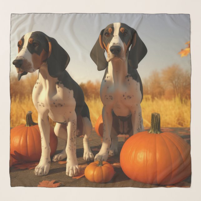 Treeing Walker Coonhound Puppy Autumn Pumpkin Scarf (Front)
