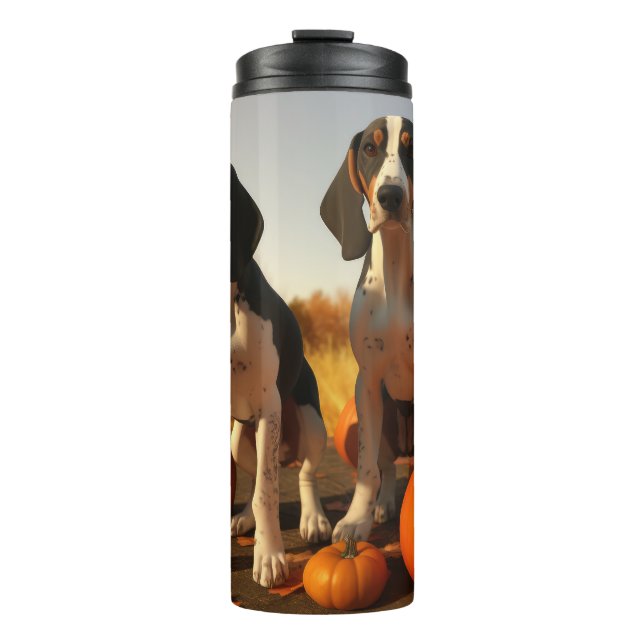 Treeing Walker Coonhound Puppy Autumn Pumpkin Thermal Tumbler (Front)
