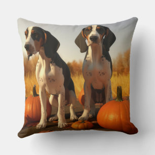 Treeing Walker Coonhound Puppy Autumn Pumpkin Throw Pillow