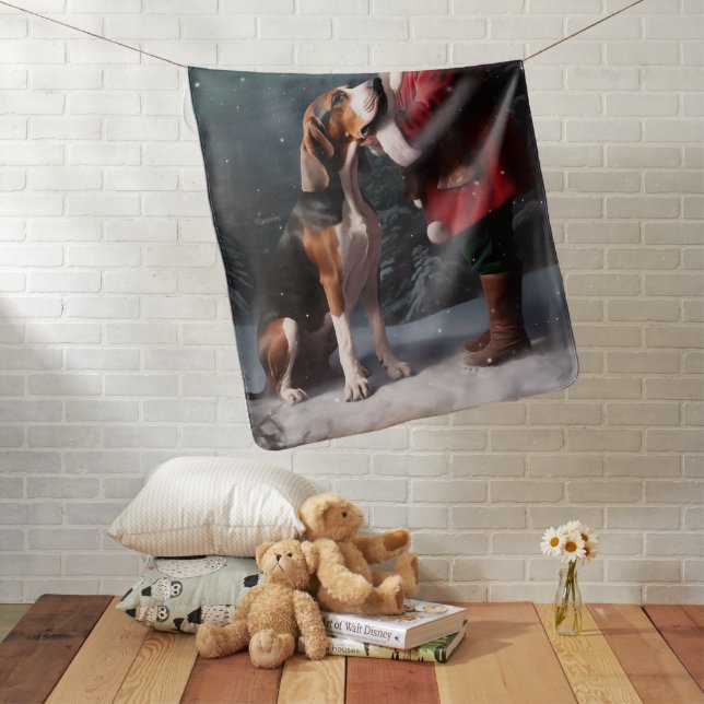 Treeing Walker Coonhound Santa Claus Christmas Baby Blanket (In Situ)