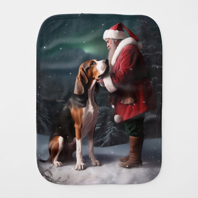 Treeing Walker Coonhound Santa Claus Christmas Baby Burp Cloth (Front)