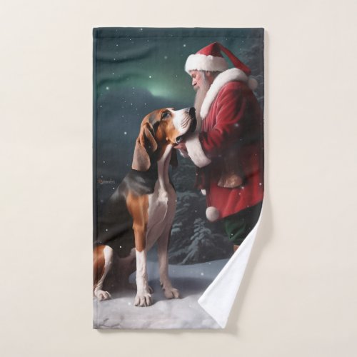 Treeing Walker Coonhound Santa Claus Christmas Bath Towel Set