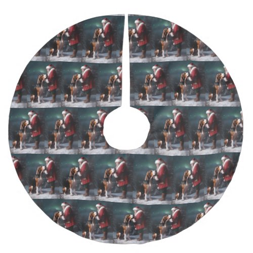 Treeing Walker Coonhound Santa Claus Christmas Brushed Polyester Tree Skirt