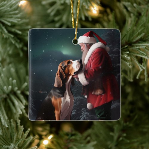 Treeing Walker Coonhound Santa Claus Christmas Ceramic Ornament