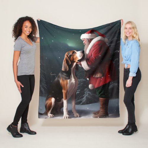 Treeing Walker Coonhound Santa Claus Christmas Fleece Blanket