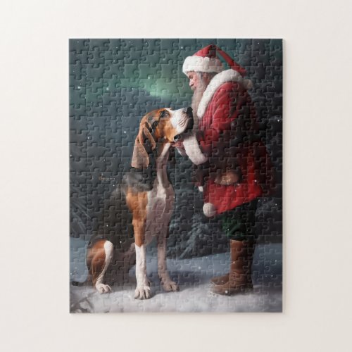 Treeing Walker Coonhound Santa Claus Christmas Jigsaw Puzzle