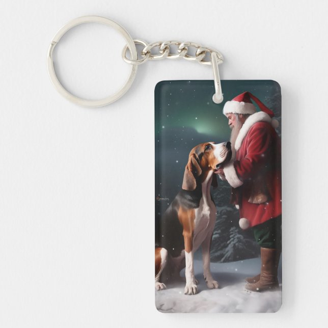 Treeing Walker Coonhound Santa Claus Christmas Keychain (Front)