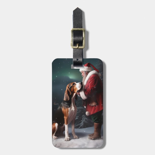 Treeing Walker Coonhound Santa Claus Christmas Luggage Tag (Front Vertical)