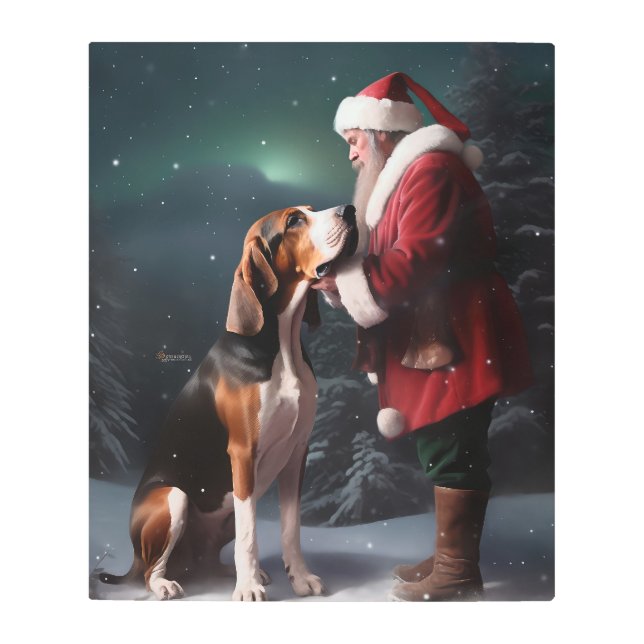 Treeing Walker Coonhound Santa Claus Christmas Metal Print (Front)