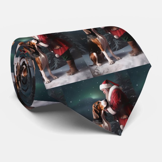 Treeing Walker Coonhound Santa Claus Christmas Neck Tie (Rolled)