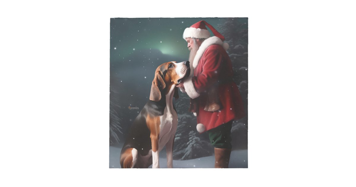 Santa Using A Walker Treeing Walker Coonhound Santa Claus Christmas Notepad | Zazzle